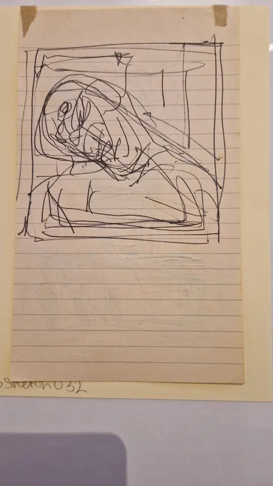 ABD032 Head resting to the Side drawing c1980s found Arthur Berry Archive Original Art from Barewall Art Gallery