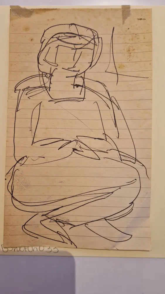 ABD033 Woman Sitting drawing c1980s found Arthur Berry Archive Original Art from Barewall Art Gallery