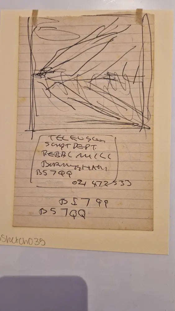 ABD035 Landscape with Moon with Pebble Mill address c1980s found Arthur Berry Archive Original Art from Barewall Art Gallery