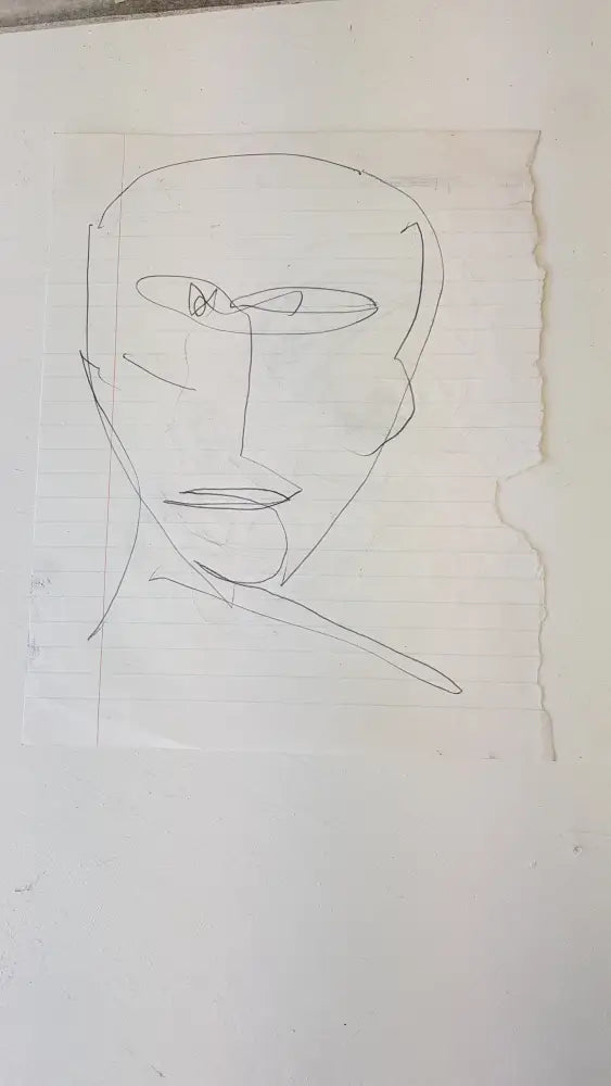 ABD043 Head in Mask drawing c1980s found Arthur Berry Archive Original Art from Barewall Art Gallery