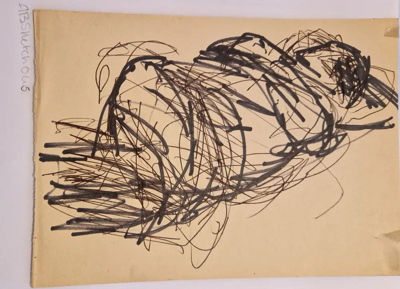 ABD045 Woman Sleeping drawing c1980s found Arthur Berry Archive Original Art from Barewall Art Gallery