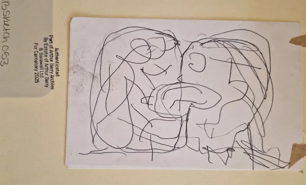 ABD053 Kissing Couple drawing c1980s found Arthur Berry Archive Original Art from Barewall Art Gallery