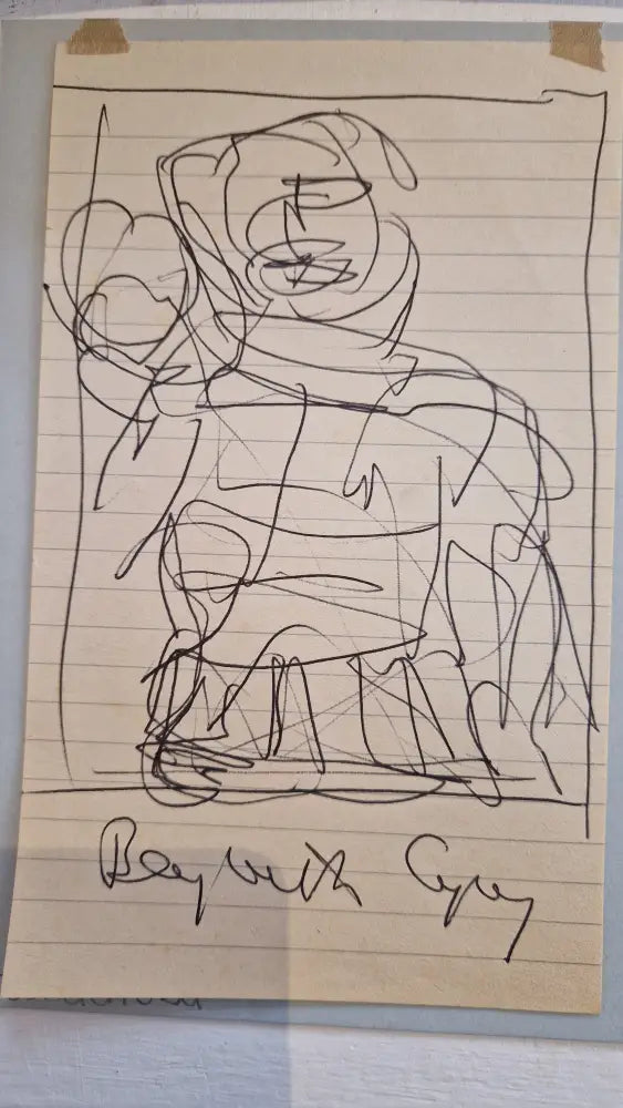 ABD054 Boy with Candy drawing c1980s found Arthur Berry Archive Original Art from Barewall Art Gallery