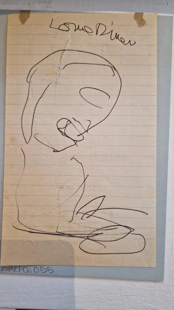 ABD055 Lone Diner drawing c1980s found Arthur Berry Archive Original Art from Barewall Art Gallery