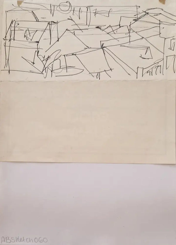 ABD060 Rooftops drawing c1980s found Arthur Berry Archive Original Art from Barewall Art Gallery