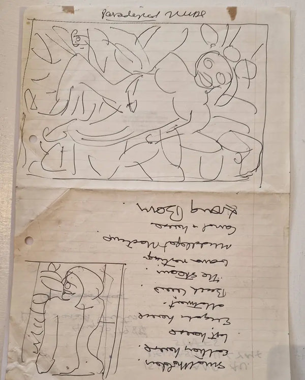 ABD062 Paradised Nudes with Backview and Painting Names for Retrospective Show 1984 found Arthur Berry Archive Original Art from Barewall Art Gallery