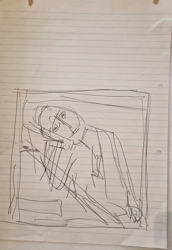 ABD063 Fed Up Figure drawing c1980s found Arthur Berry Archive Original Art from Barewall Art Gallery