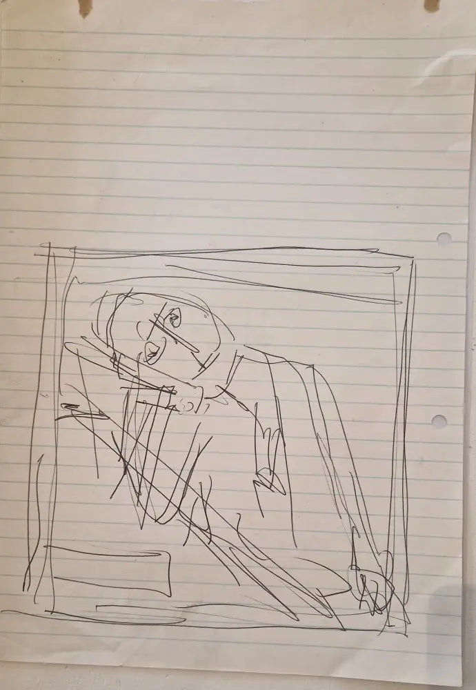 ABD063 Fed Up Figure drawing c1980s found Arthur Berry Archive Original Art from Barewall Art Gallery