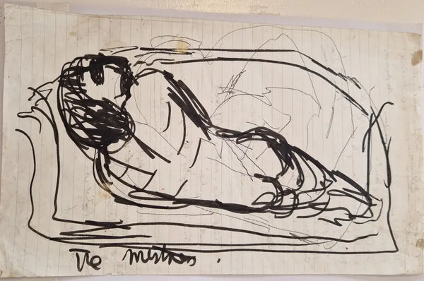 ABD068 The Mistress drawing c1980s found Arthur Berry Archive Original Art from Barewall Art Gallery