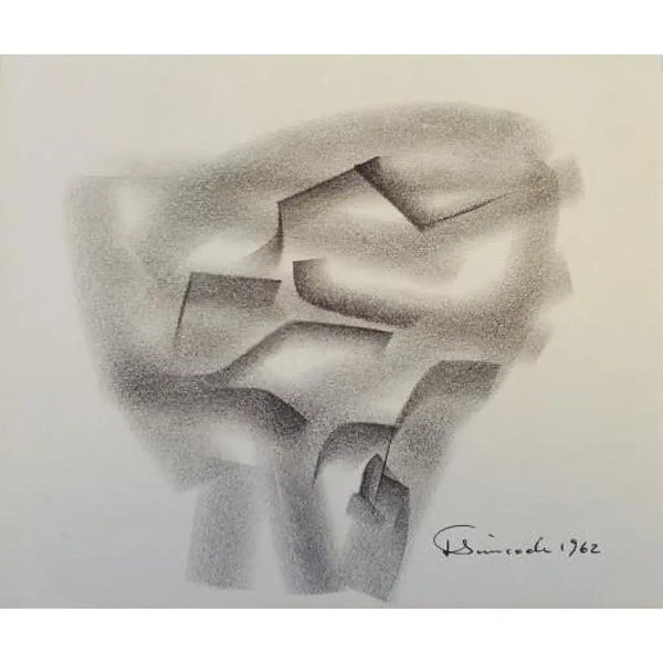 Abstracted Rooftops Drawing 1962 by Jack Simcock Original Art from Barewall Art Gallery