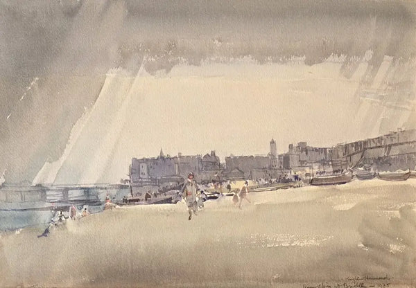 AHKH1 Rain Storm at Brighton 1935 watercolour by Arthur Henry Knighton-Hammond Original Art from Barewall Art Gallery