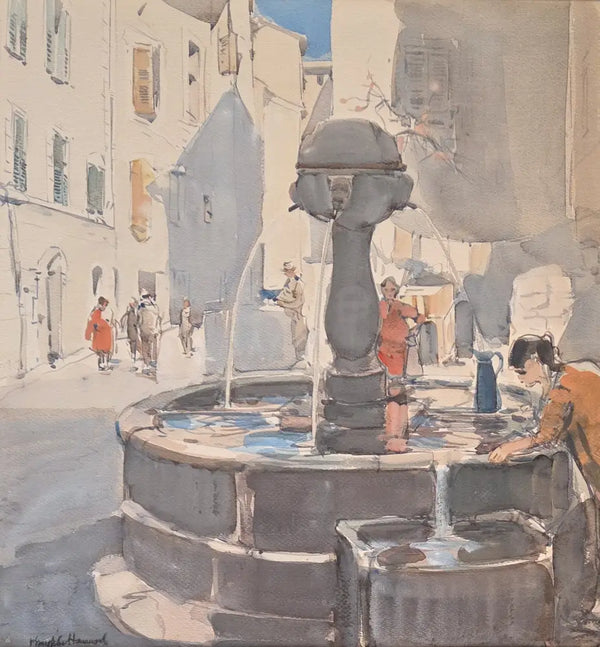 AHKH2 Fountain at Castellene c1920s watercolour by Arthur Henry Knighton-Hammond Original Art from Barewall Art Gallery
