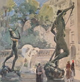 AHKH3 Near Luxembourg Gallery c1920s watercolour by Arthur Henry Knighton-Hammond Original Art from Barewall Art Gallery