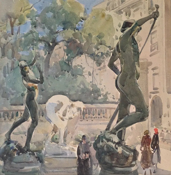 AHKH3 Near Luxembourg Gallery c1920s watercolour by Arthur Henry Knighton-Hammond Original Art from Barewall Art Gallery