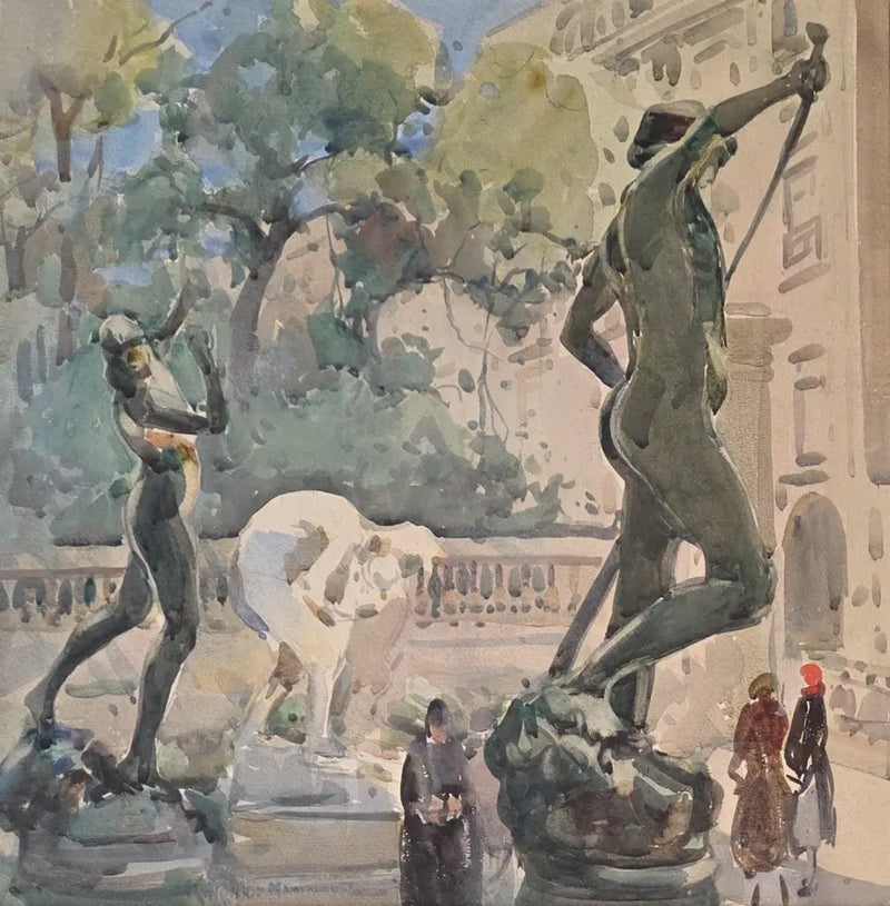 AHKH3 Near Luxembourg Gallery c1920s watercolour by Arthur Henry Knighton-Hammond Original Art from Barewall Art Gallery