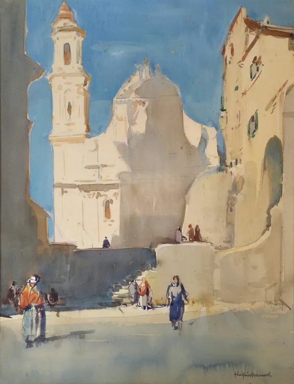 AHKH5 Church Square c1920s watercolour by Arthur Henry Knighton-Hammond Original Art from Barewall Art Gallery