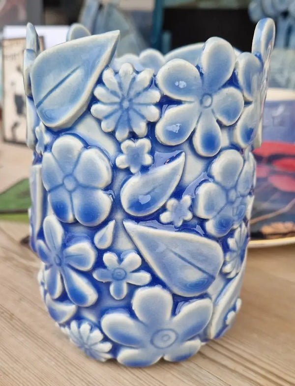 AL001 Blue Flower Vase by Amber Lion Ceramics from Barewall Art Gallery