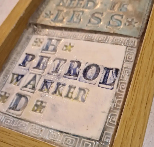 All you Need is Less Petrol Head 2023 by Philip Hardaker Ceramics from Barewall Art Gallery