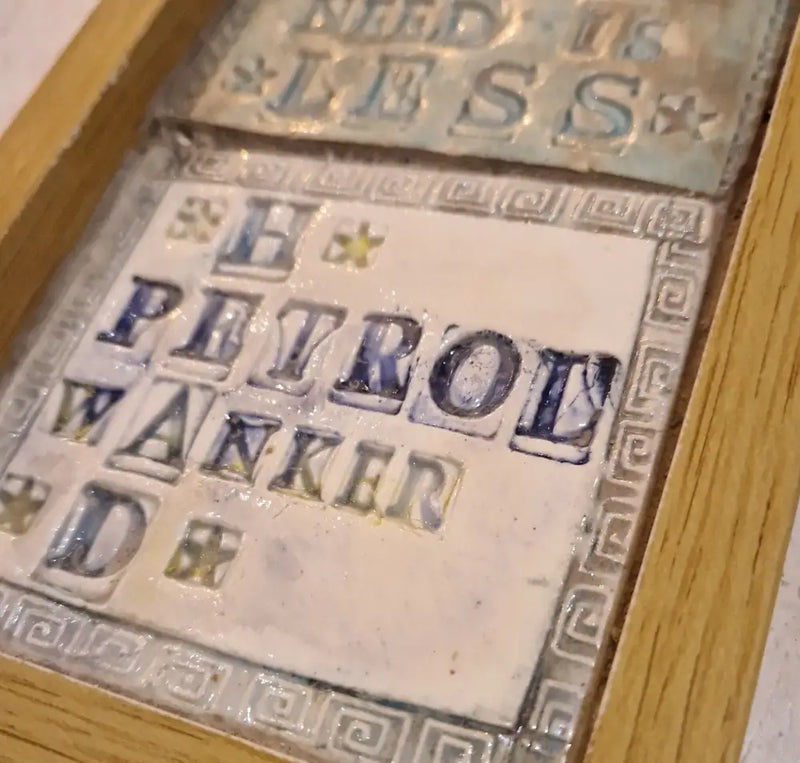 All you Need is Less Petrol Head 2023 by Philip Hardaker Ceramics from Barewall Art Gallery