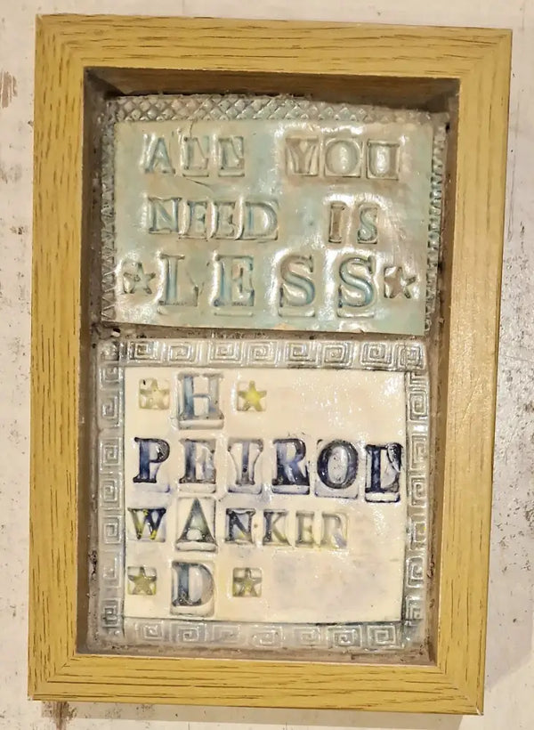 All you Need is Less Petrol Head 2023 by Philip Hardaker Ceramics from Barewall Art Gallery