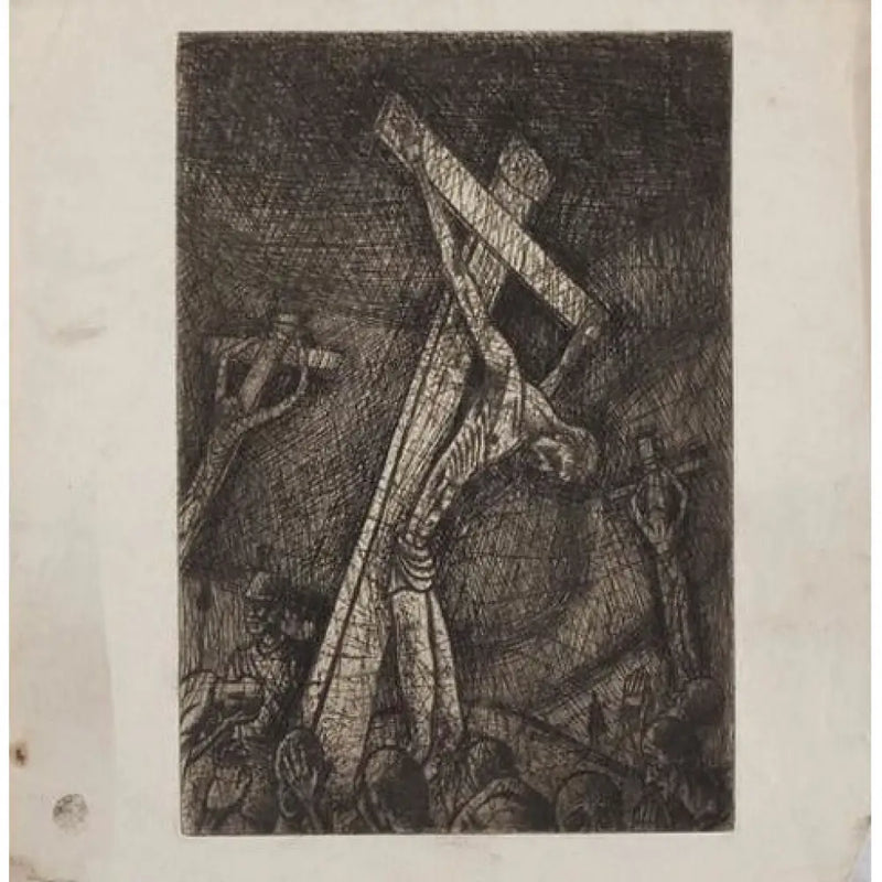 An etching of Christ on the Cross 1943 by Norman Cope Original Art from Barewall Art Gallery