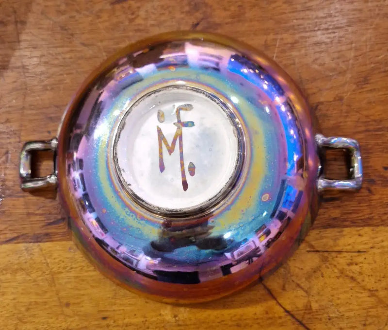 Arts and Crafts Style Silver Lustre Bowls circa 1925 signed by Moira Forsyth Ceramics from Barewall Art Gallery