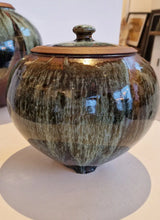 AS11 to 14 Lidded Blue Nuka on Temuku Stoneware Side Round Pots by Alex Shimwell AS12 - Medium 18cm x 19cm Ceramics from Barewall Art Gallery