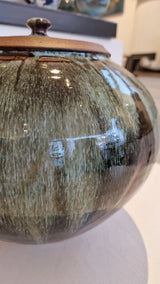 AS11 to 14 Lidded Blue Nuka on Temuku Stoneware Side Round Pots by Alex Shimwell Ceramics from Barewall Art Gallery