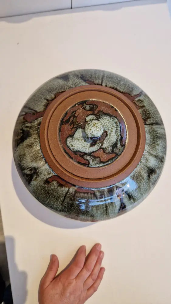 AS11 to 14 Lidded Blue Nuka on Temuku Stoneware Side Round Pots by Alex Shimwell Ceramics from Barewall Art Gallery