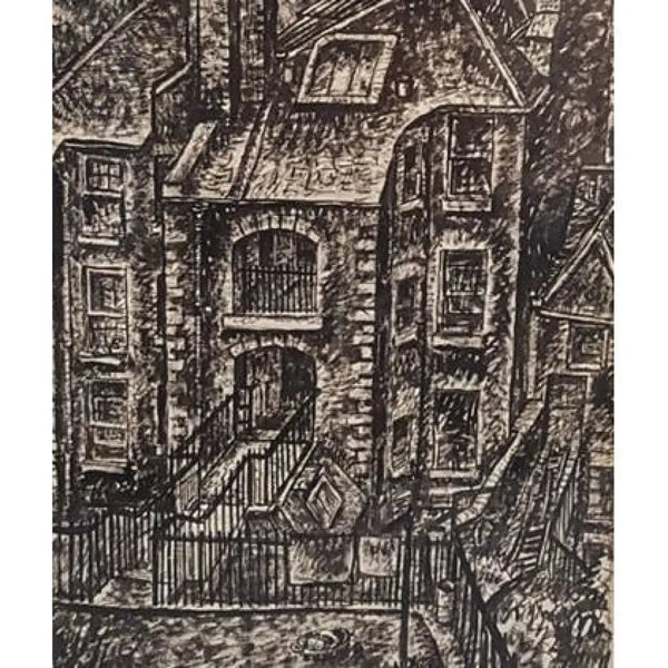 Backyards at Johnstone Terrace Edinburgh 1943 by Norman Cope Original Art from Barewall Art Gallery