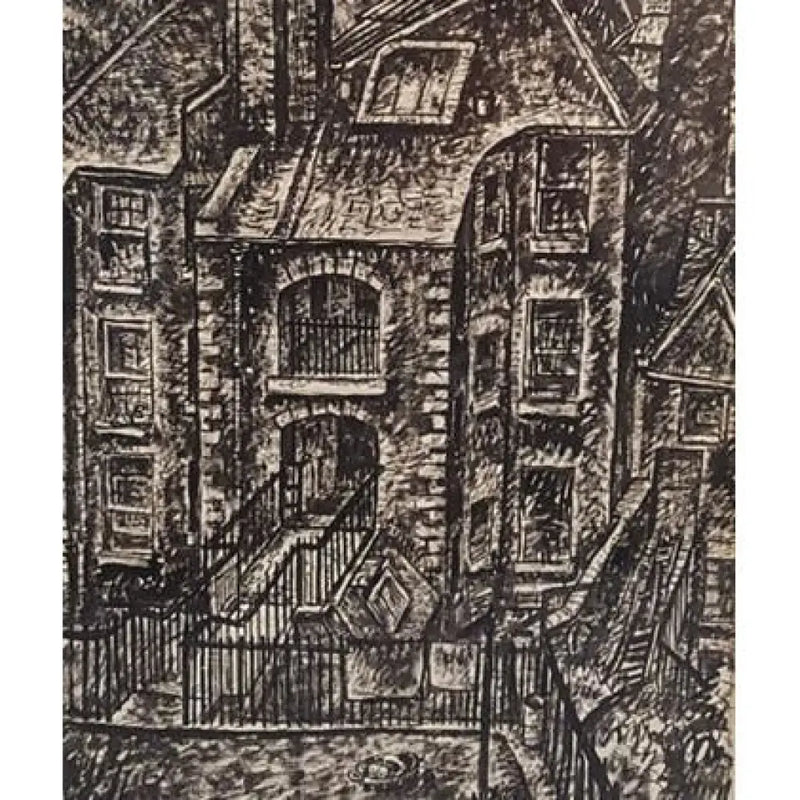 Backyards at Johnstone Terrace Edinburgh 1943 by Norman Cope Original Art from Barewall Art Gallery