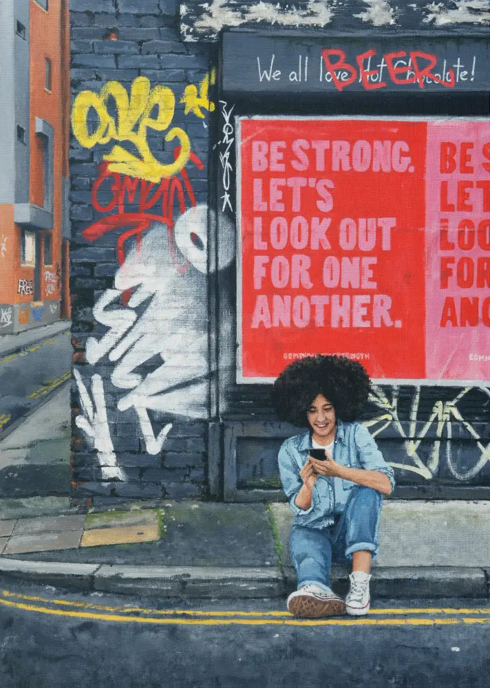 Be Strong Northern Quarter painting by Peter Davis Original Art from Barewall Art Gallery