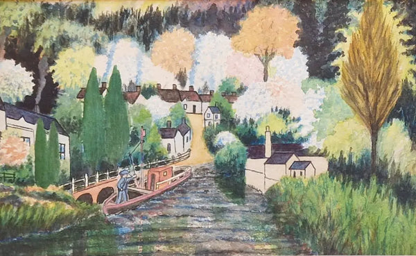 Blossom Time on the River Severn c1940s by C W Brown Original Art from Barewall Art Gallery