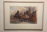 Bottles Ovens Short Passage Longton c1961 watercolour by Reginald Haggar Original Art from Barewall Art Gallery