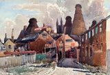 Bottles Ovens Short Passage Longton c1961 watercolour by Reginald Haggar Original Art from Barewall Art Gallery