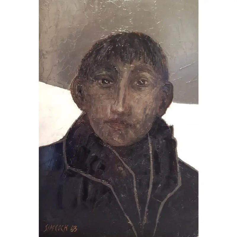 Boy in Coat 1963 Oil Painting by Jack Simcock Original Art from Barewall Art Gallery