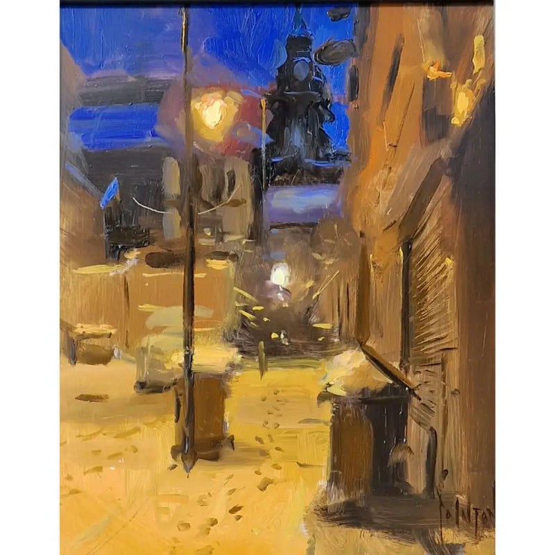 Brickhouse Street Nocturne with Snow 2023 by Rob Pointon Original Art from Barewall Art Gallery