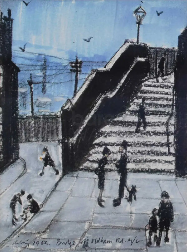 Bridge off Oldham Road, Manchester 1959 Signed Print of only 5 by Harold Riley Print from Barewall Art Gallery