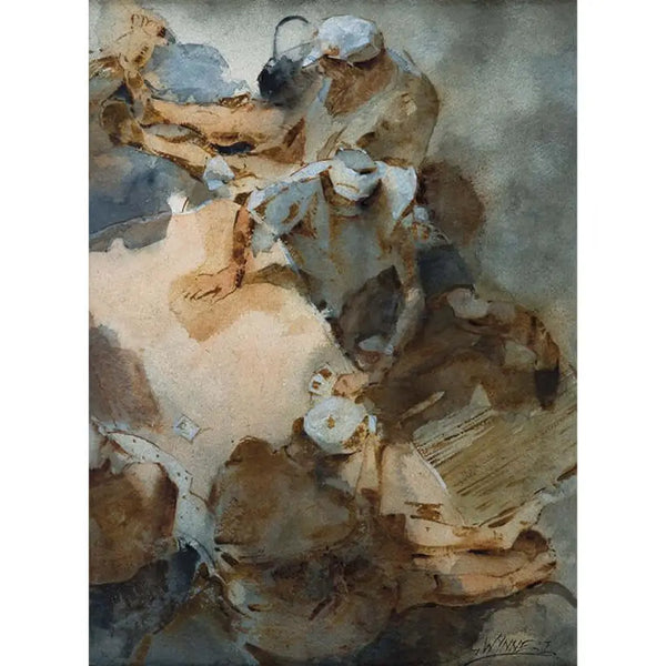 Cards On The Beach by Geoffrey Wynne RI Original Art from Barewall Art Gallery