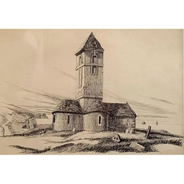 Church at Querqueville near Cherburgh 1943 by Norman Cope Original Art from Barewall Art Gallery