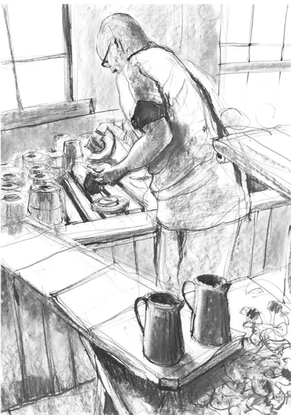 DB2435 Jug Maker A5 signed ltd edition print by David Brammeld Print from Barewall Art Gallery