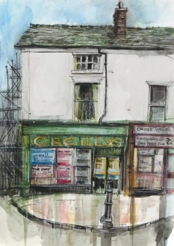 DB2472 O'Reilly's Bar A5 signed ltd edition print by David Brammeld Print from Barewall Art Gallery