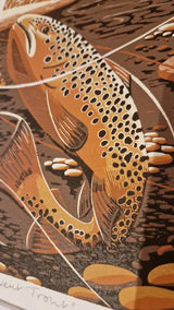 Derwent Trout Lino Print 2025 by Louise Edwards Prints from Barewall Art Gallery