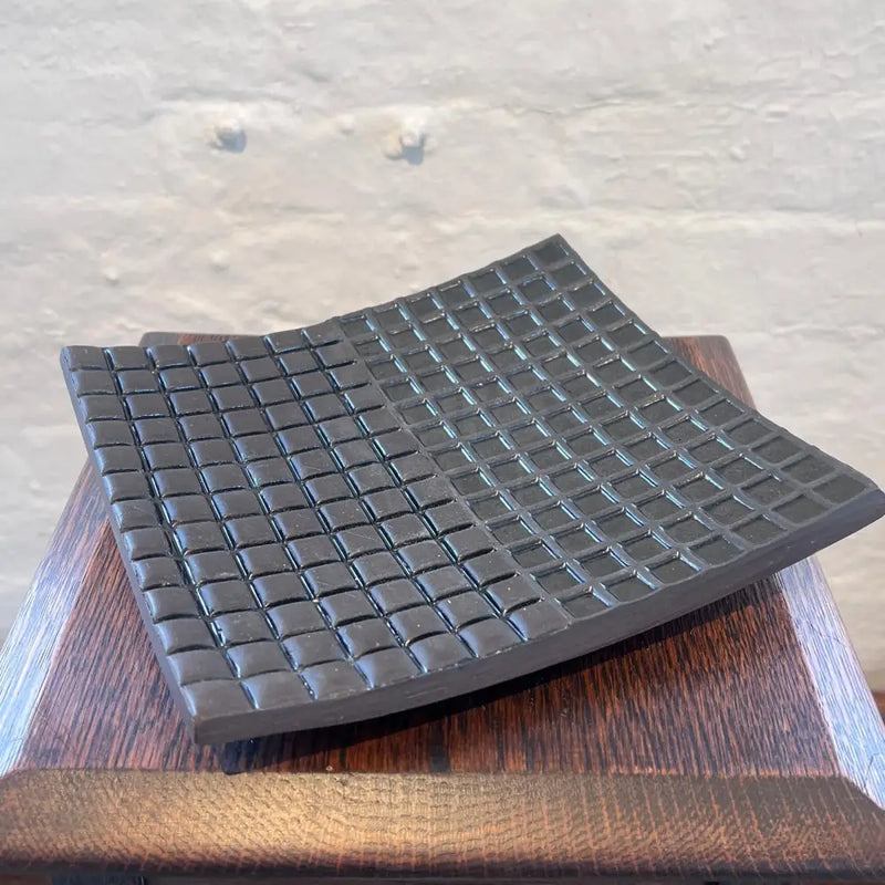 DH1 Black Ceramic New York Grid Platter 2024 by Dave Harper Ceramics from Barewall Art Gallery