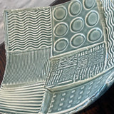 DH10 Ceramic Square Green Abstract Platter 2024 by Dave Harper Ceramics from Barewall Art Gallery