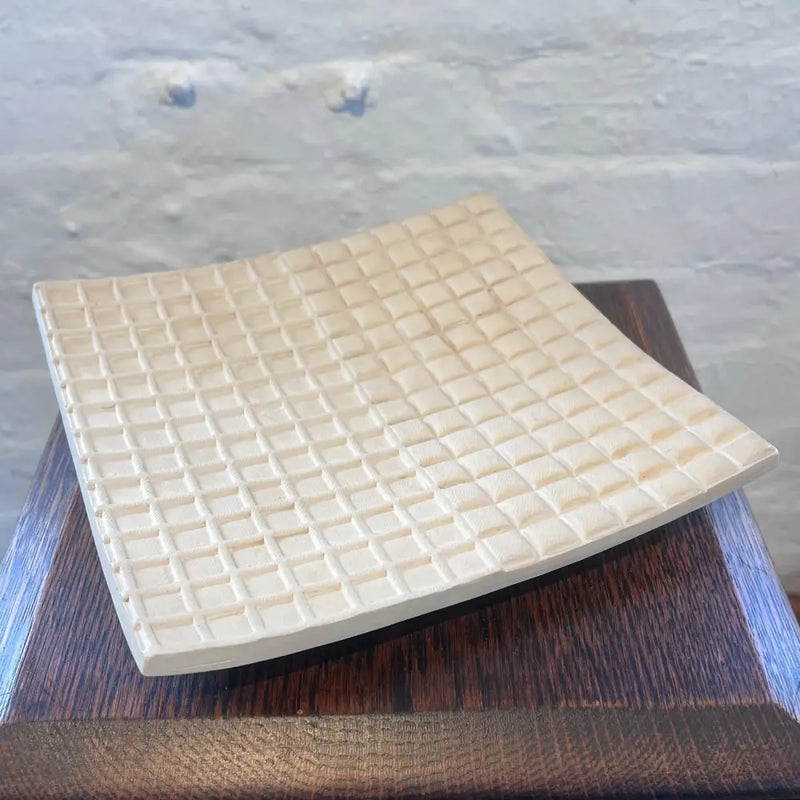 DH2 White Ceramic New York Grid Platter 2024 by Dave Harper Ceramics from Barewall Art Gallery