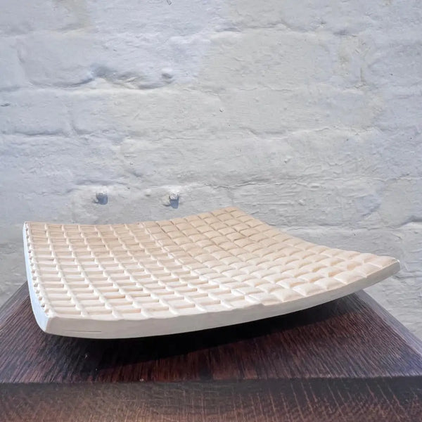 DH2 White Ceramic New York Grid Platter 2024 by Dave Harper Ceramics from Barewall Art Gallery