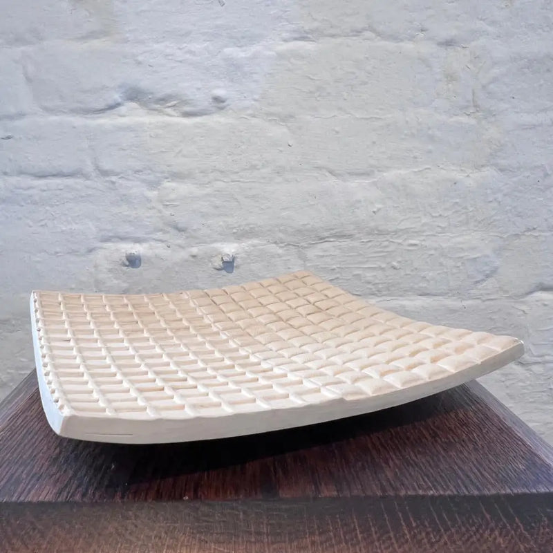 DH2 White Ceramic New York Grid Platter 2024 by Dave Harper Ceramics from Barewall Art Gallery