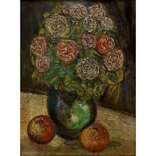 DH39 Still Life Flowers with Oranges c1950 by Derek Higginson Original Art from Barewall Art Gallery