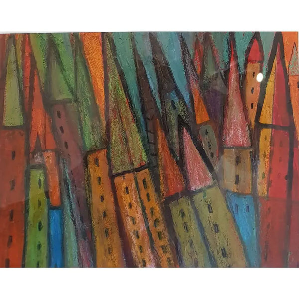 DH41 Abstract Towers mixed media by Derek Higginson Original Art from Barewall Art Gallery